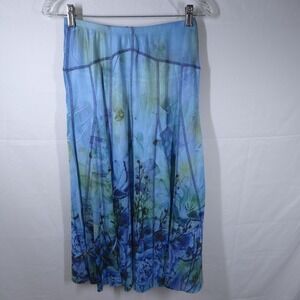 OneWorld‎ Live and Let Live Womens Boho Fairy Hippie Skirt XS Blue Floral Y2K
